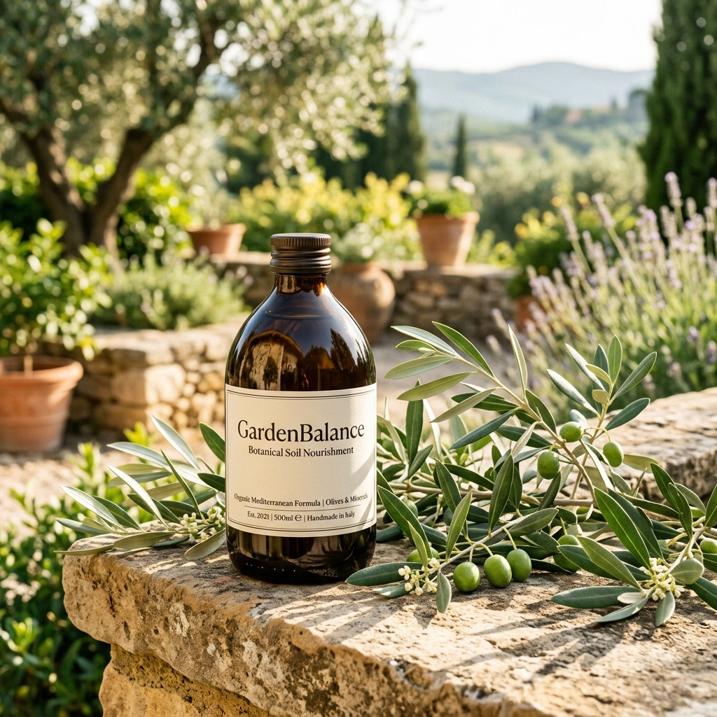 Concepto GardenBalance con ramas de olivo